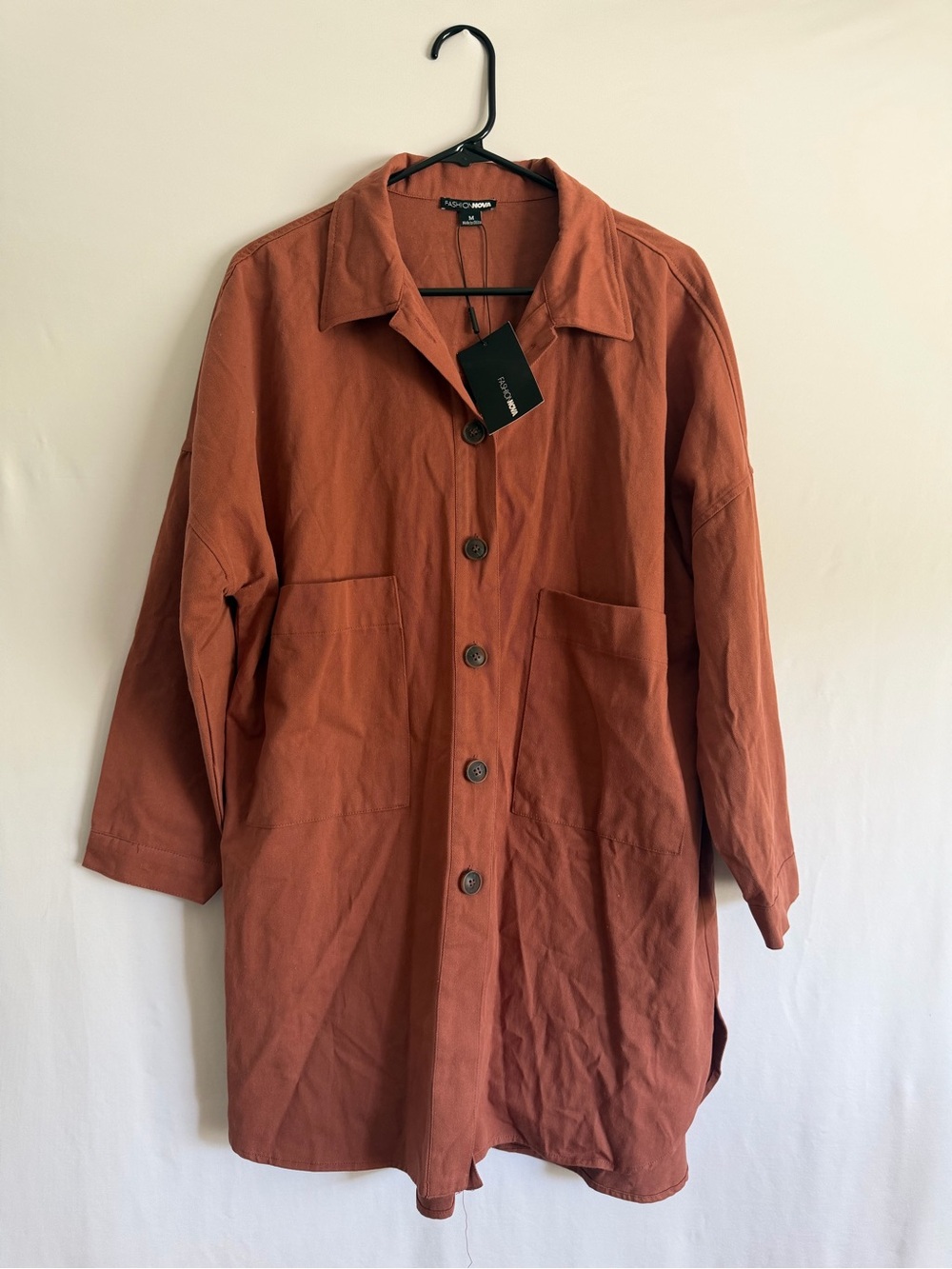 Fashion Nova Shacket Shirt Jacket Size Medium Rust Color Size Medium NWT